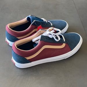 Vans old skool navy and burgundy shoes